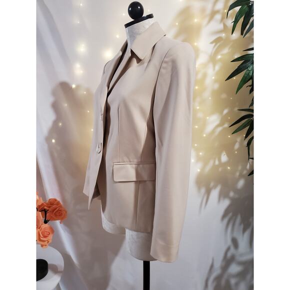 Lafayette 148 New York Virgin Wool Stretch Blazer Womens Size 4P Beige Career - Picture 2 of 9